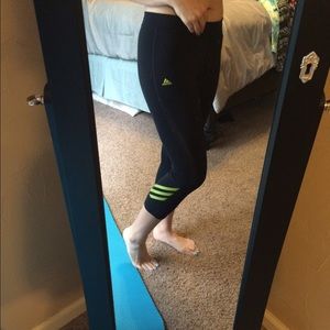 Adidas workout capris. Black and yellow