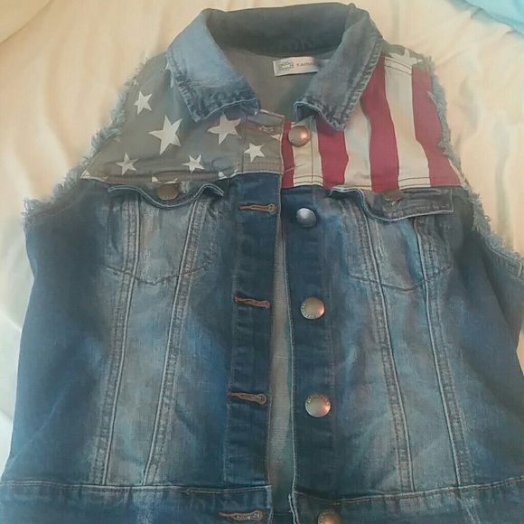 American flag jean vest