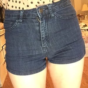 High Waisted Dark Blue Jean Shorts
