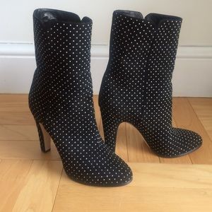 Jimmy Choo "Tari" Studded Mid-Calf Suede Boots