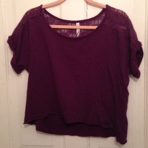 Aeropostale purple lace crop top
