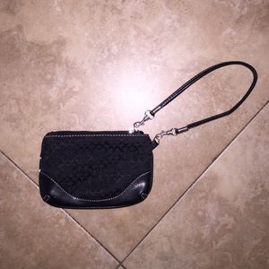 Black leather Coach Wristlet