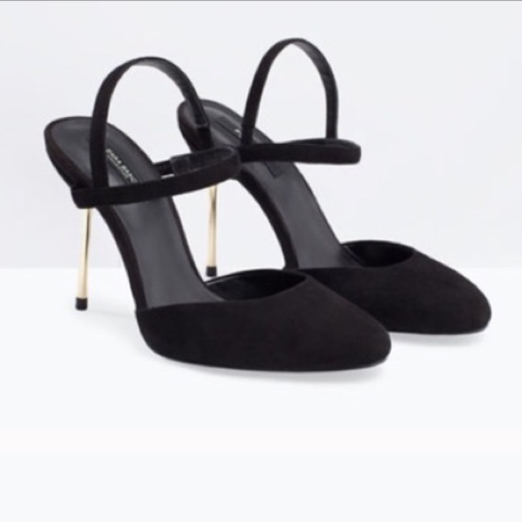 Zara Gold Heeled Pumps