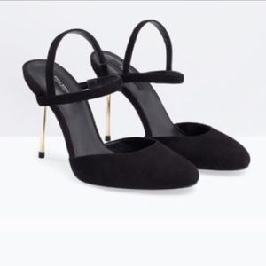 Zara Gold Heeled Pumps
