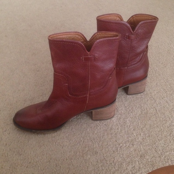 Mid-Calf length brown leather boots
