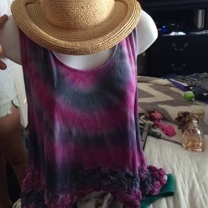 Tie dye lace tank
