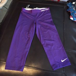Purple nike pro capris