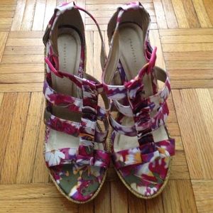 Pink Floral Wedges