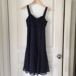 B MOSS Navy Blue Polka-Dot Dress