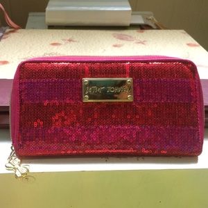 Magenta and pink sequenced Betsy Johnson wallet