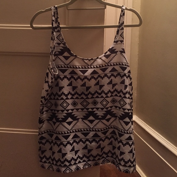 Whitney Eve black and white silk Aztec top
