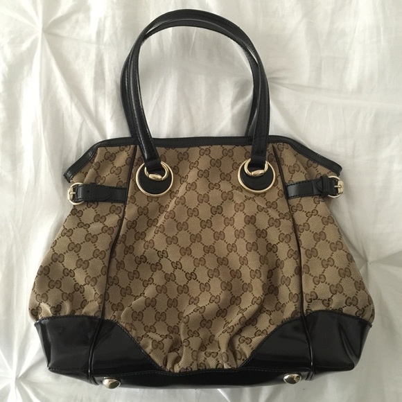 Gucci Beige Full Moon Canvas Tote Handbag