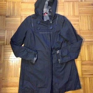 H&M Grey Hooded Trench Coat