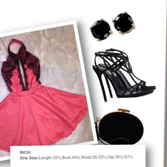SOLD!!!!Red Lace Collar Skater Dress - Picture 4 of 4