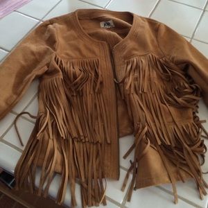 Brown suede fringe jacket
