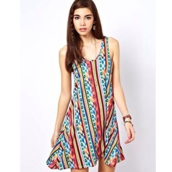 ‼️SOLD‼️ ASOS Geo Tribal Stripe Swing Dress