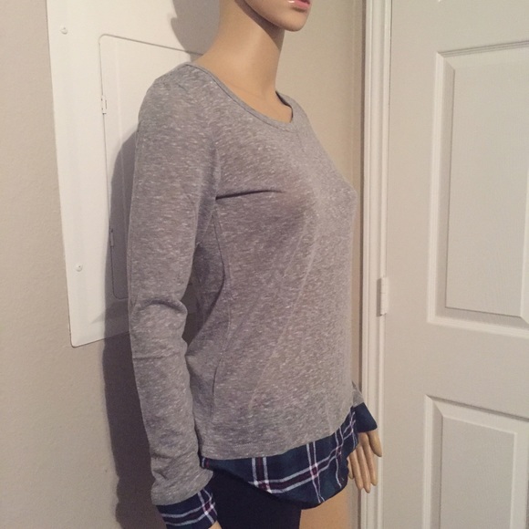 MABEL gray & plaid long sleeve blouse - Picture 3 of 5