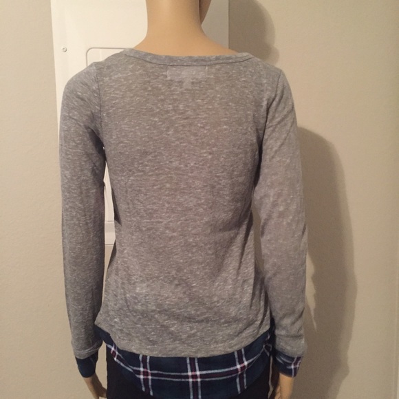 MABEL gray & plaid long sleeve blouse - Picture 4 of 5