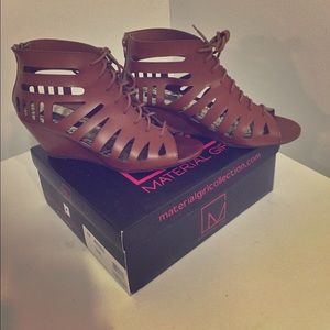 Material Girl Lace Up Wedge Sandals