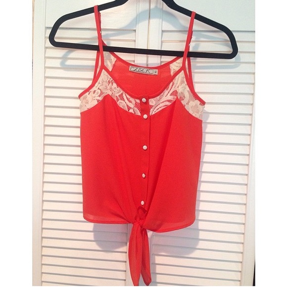 Orange Forever 21 button up crop top