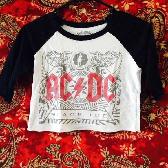 ACDC Black Ice Cropped Baseball Tee