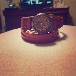 Leather multiple wrap watch