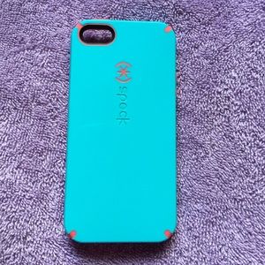 Coral and light blue Speck case