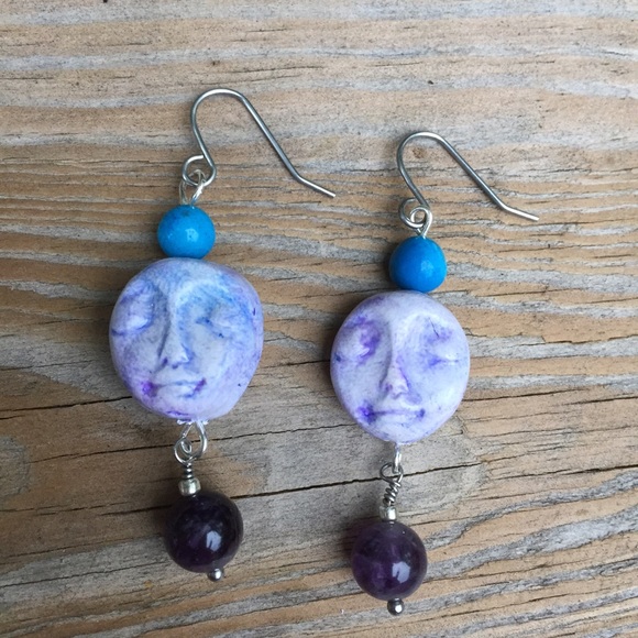 HOLD FOR DEBBIE Dreamy Faced Earrings - Picture 2 of 3