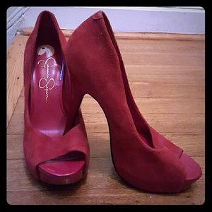Jessica Simpson red suede pumps, never worn!