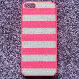 Pink and white striped VS case
