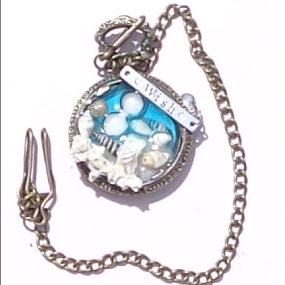 "Wish" Seashore Necklace! Pendant! Real Hourglass