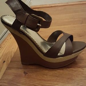 Bebe wedge sandals, never worn!