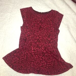 Red rose peplum top