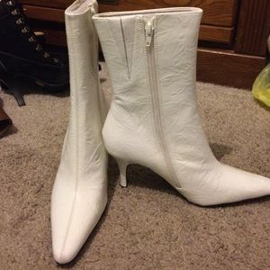 Brand new white patent leather boots