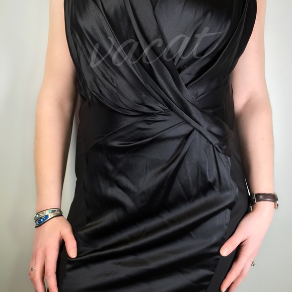 Anne Klein Faux Wrap Black Silk Dress - Picture 3 of 4