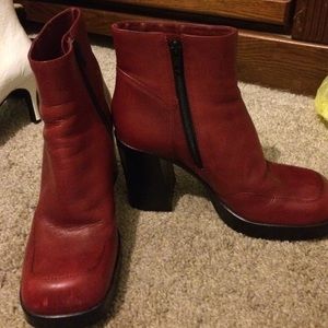 Red ankle boots
