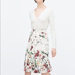 Zara Front Pleat Flora Skirt