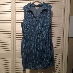 Polka dot denim dress