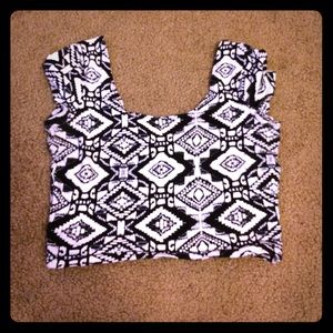 Navy blue and white crop top