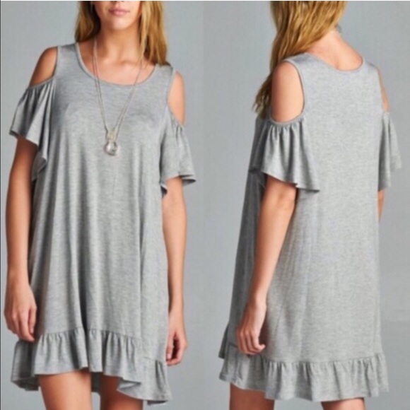 ARIELLA off shoulder ruffle dress- H. GREY - Picture 2 of 3
