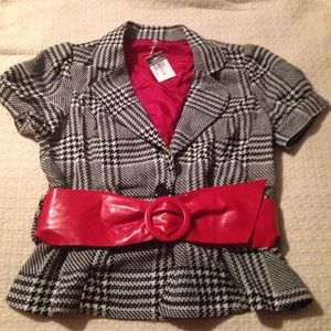 Houndstooth rue 21 short sleeve jacket Sz XL