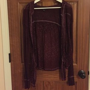 American Eagle burgundy cardigan