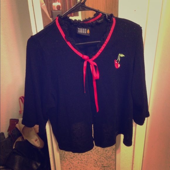 Cute black cherry patch sweater