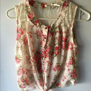 Sheer Tie-Up Floral Top