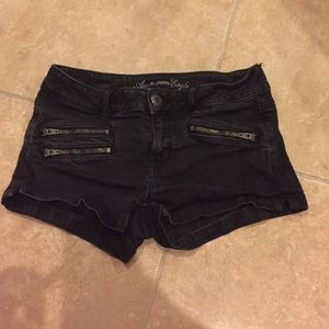 American Eagle Black Denim Low Rise Shorts