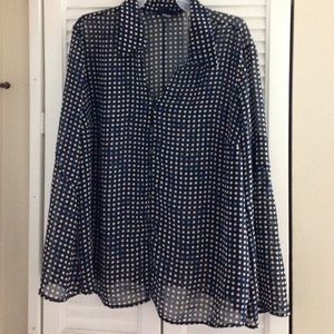 Lane Bryant Venezia Polka Dot Button Down Blouse