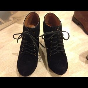 Jeffrey Campbell Black Suede Wedge Bootie Size 7