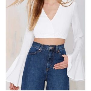 White Crepe Hot As Bell Crop Top