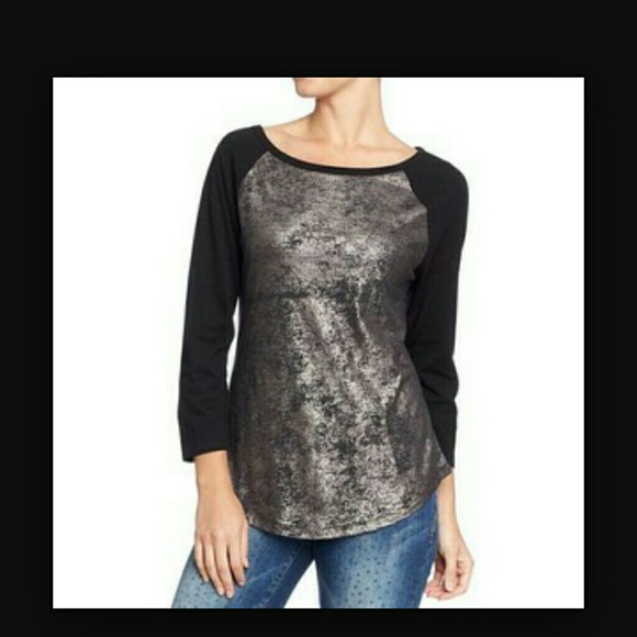 Black and Metallic Gray 3/4 sleeve