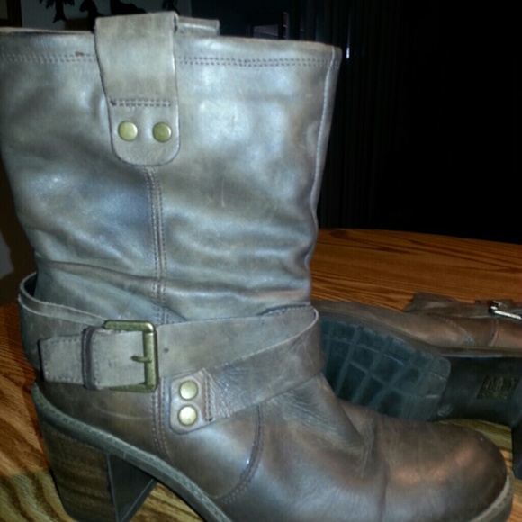 Brown mid calf boots